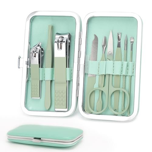 WOILLIO 9-Piece Manicure & Pedicure Set – Premium Nail Clipper Kit for Men & Women, Green - görsel 2