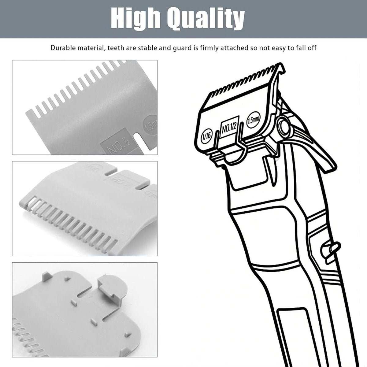 Wahl Clipper Guard Replacement #3137-101 - #1/2 (1.5mm) Grey - 2 Pack - görsel 7