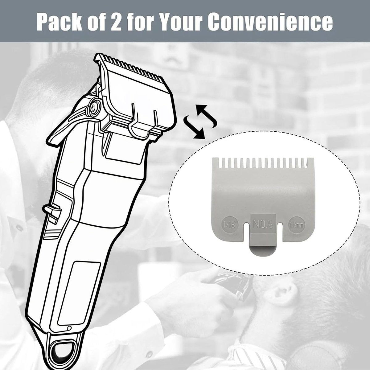 Wahl Clipper Guard Replacement #3137-101 - #1/2 (1.5mm) Grey - 2 Pack - görsel 5