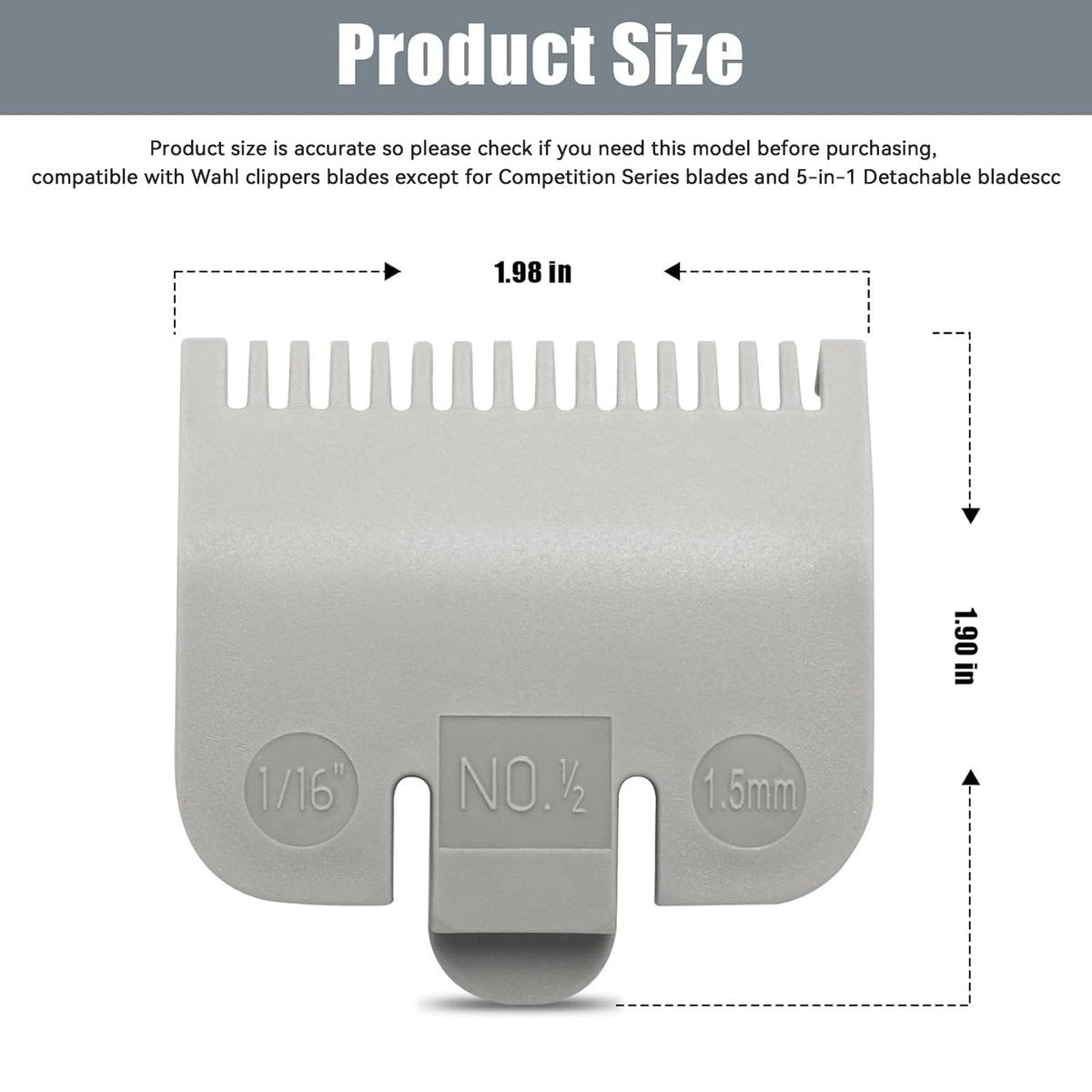 Wahl Clipper Guard Replacement #3137-101 - #1/2 (1.5mm) Grey - 2 Pack - görsel 3