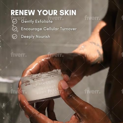 Manjeri Skincare Coconut Bliss Body Scrub – Luxurious Exfoliator for Smooth, Soft Skin - görsel 12