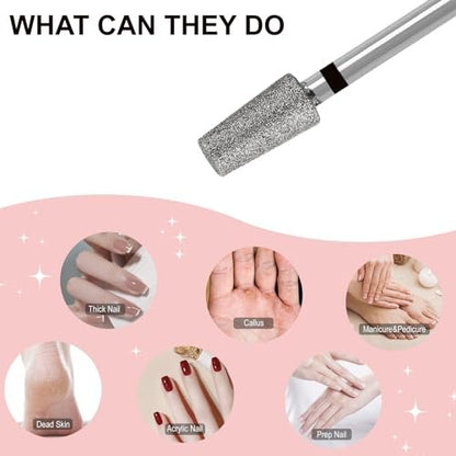 HungGato Tapered Barrel Shape Cuticle Nail Drill Bits, Diamond Drill Bits 3/32” – Professional Safety Cuticle Clean Drill for Electric Manicure (Coarse)