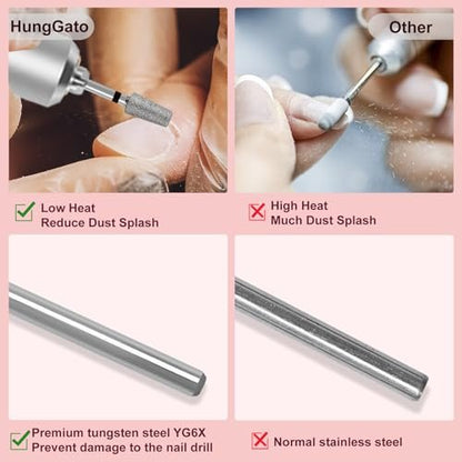 HungGato Tapered Barrel Shape Cuticle Nail Drill Bits, Diamond Drill Bits 3/32” – Professional Safety Cuticle Clean Drill for Electric Manicure (Coarse)