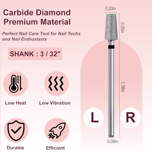HungGato Tapered Barrel Shape Cuticle Nail Drill Bits, Diamond Drill Bits 3/32” – Professional Safety Cuticle Clean Drill for Electric Manicure (Coarse) - görsel 4