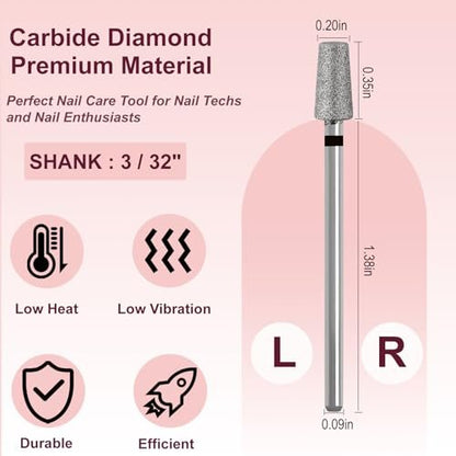 HungGato Tapered Barrel Shape Cuticle Nail Drill Bits, Diamond Drill Bits 3/32” – Professional Safety Cuticle Clean Drill for Electric Manicure (Coarse)