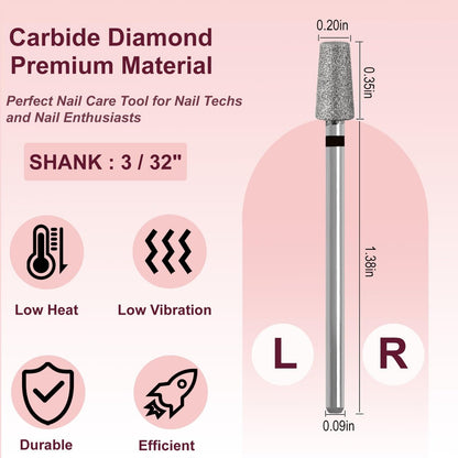 HungGato Tapered Barrel Shape Cuticle Nail Drill Bits, Diamond Drill Bits 3/32” – Professional Safety Cuticle Clean Drill for Electric Manicure (Coarse)