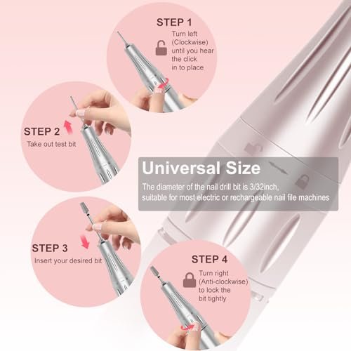 HungGato Tapered Barrel Shape Cuticle Nail Drill Bits, Diamond Drill Bits 3/32” – Professional Safety Cuticle Clean Drill for Electric Manicure (Coarse) - görsel 8