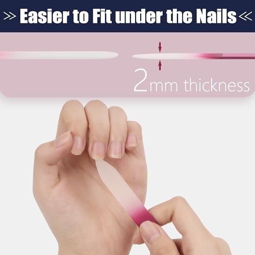 2-Pack Mini Glass Nail File with Case – 2mm Thin Crystal Files for Natural Nails, Gentle Double-Sided Etched, Fine Grit, Travel-Friendly, Czech Glass, Gift Package - görsel 6