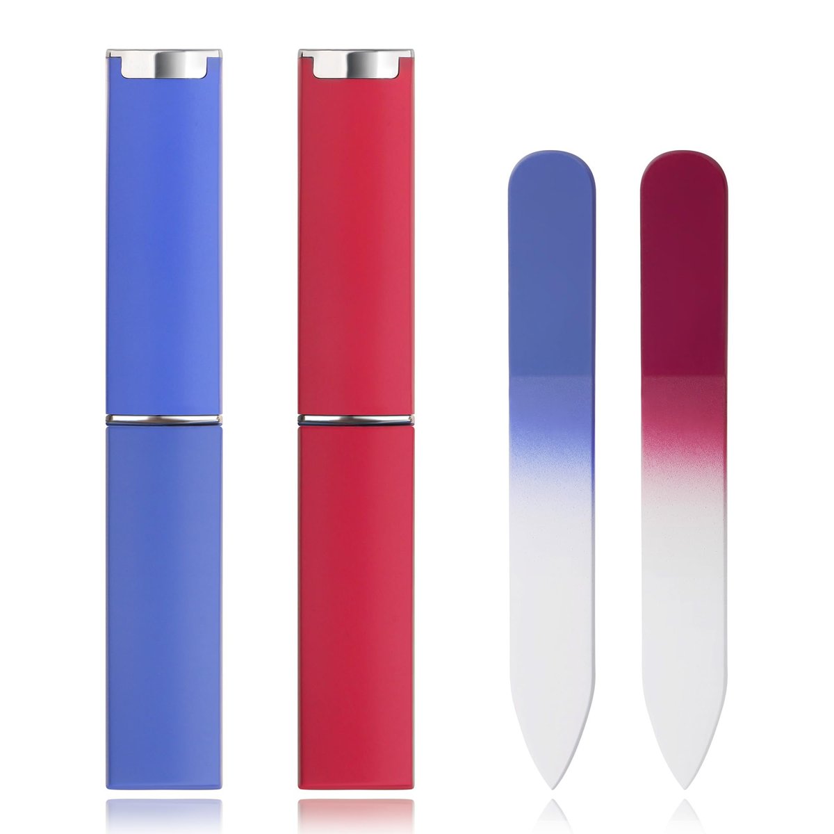 2-Pack Mini Glass Nail File with Case – 2mm Thin Crystal Files for Natural Nails, Gentle Double-Sided Etched, Fine Grit, Travel-Friendly, Czech Glass, Gift Package - görsel 1