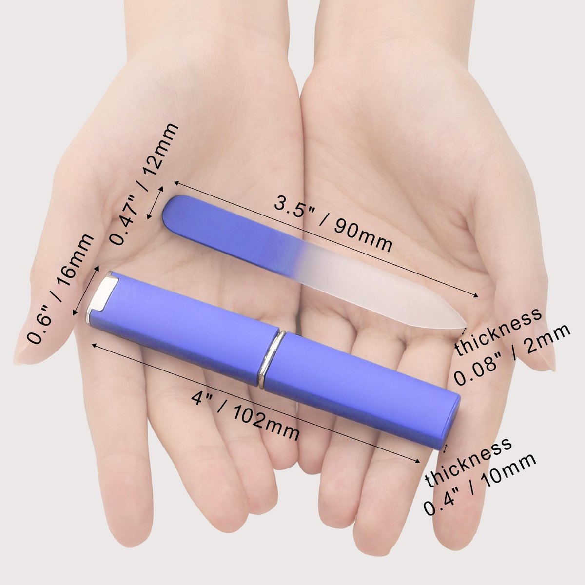 2-Pack Mini Glass Nail File with Case – 2mm Thin Crystal Files for Natural Nails, Gentle Double-Sided Etched, Fine Grit, Travel-Friendly, Czech Glass, Gift Package - görsel 11