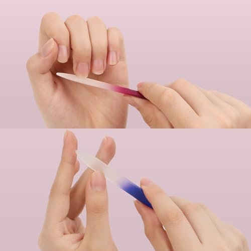 2-Pack Mini Glass Nail File with Case – 2mm Thin Crystal Files for Natural Nails, Gentle Double-Sided Etched, Fine Grit, Travel-Friendly, Czech Glass, Gift Package - görsel 4