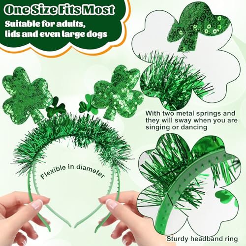GoosWexmzl 9-Piece St. Patrick's Day Headband Set - Green Shamrock Clover Headwear for Women & Girls - görsel 8