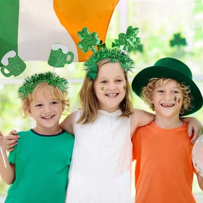GoosWexmzl 9-Piece St. Patrick's Day Headband Set - Green Shamrock Clover Headwear for Women & Girls