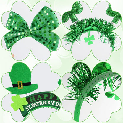 GoosWexmzl 9-Piece St. Patrick's Day Headband Set - Green Shamrock Clover Headwear for Women & Girls