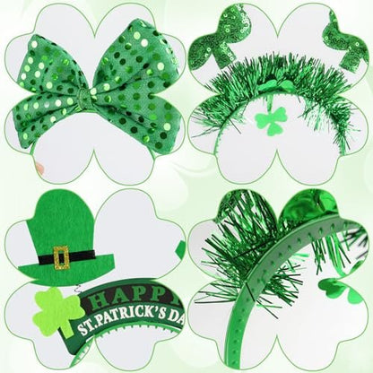 GoosWexmzl 9-Piece St. Patrick's Day Headband Set - Green Shamrock Clover Headwear for Women & Girls