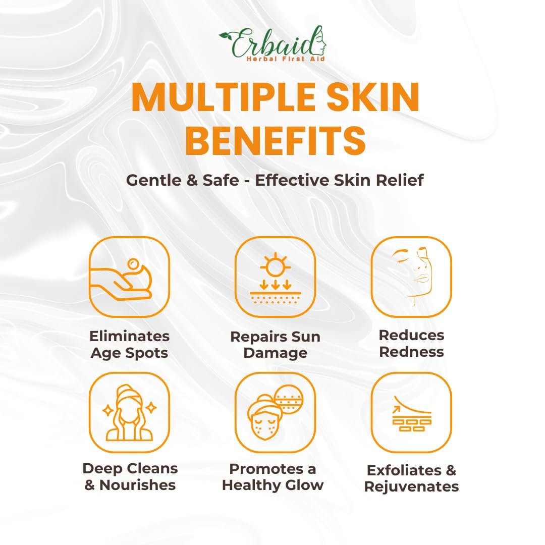 Erbaid Papaya Soap Face & Body Wash – Brightening Soap Bar for Dark Spots, Acne, Scars, Even Tone – with Turmeric, Kojic Acid & Essential Oils – All Skin Types - görsel 13