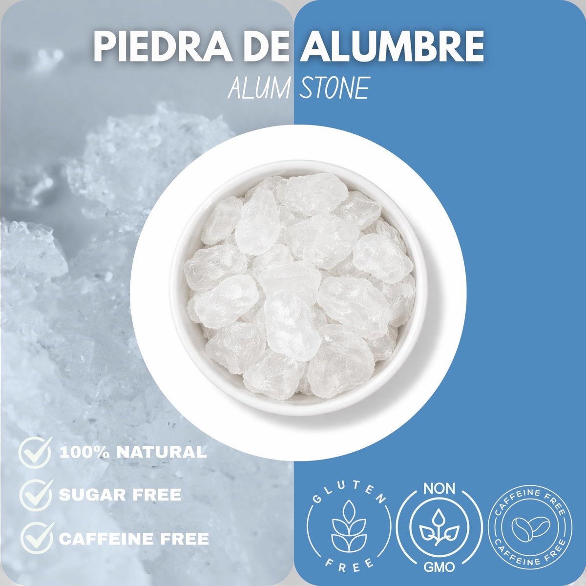 GREEN ROYALTY Alum Stone 4 oz - Natural Deodorant & Antiperspirant, Multi-Purpose Crystal for Skin Care, Shaving Stone Avelisse