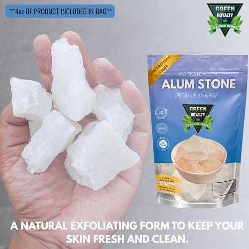 GREEN ROYALTY Alum Stone 4 oz - Natural Deodorant & Antiperspirant, Multi-Purpose Crystal for Skin Care, Shaving Stone Avelisse