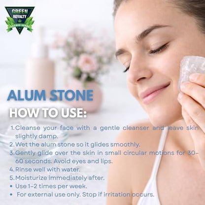 GREEN ROYALTY Alum Stone 4 oz - Natural Deodorant & Antiperspirant, Multi-Purpose Crystal for Skin Care, Shaving Stone Avelisse
