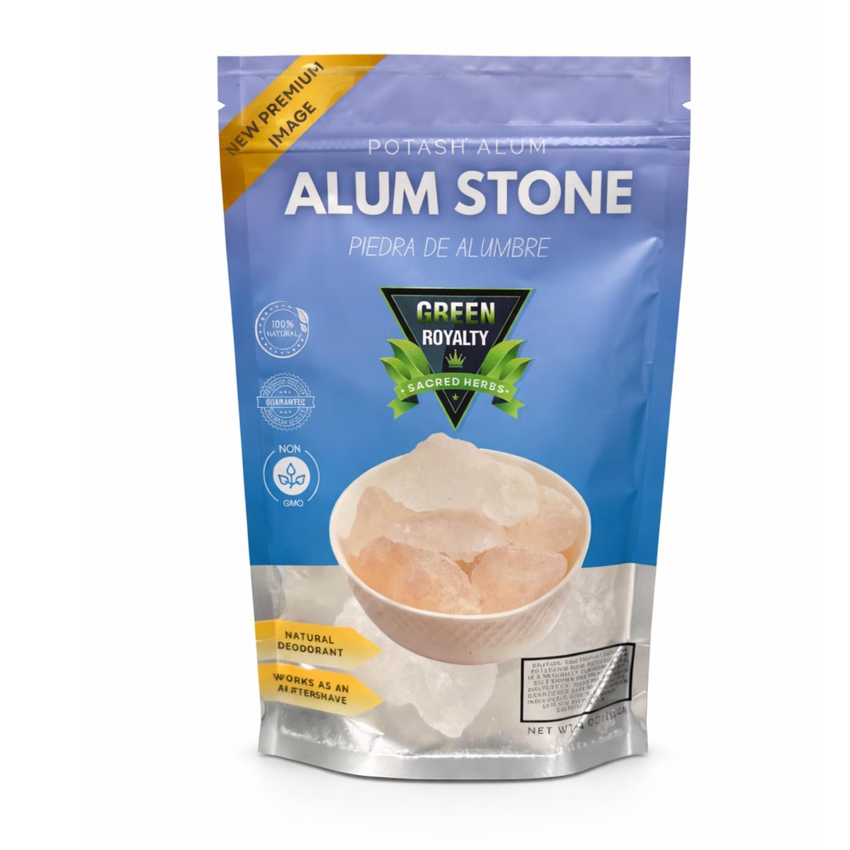 GREEN ROYALTY Alum Stone 4 oz - Natural Deodorant & Antiperspirant, Multi-Purpose Crystal for Skin Care, Shaving Stone Avelisse