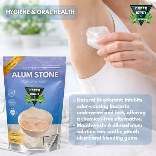 GREEN ROYALTY Alum Stone 4 oz - Natural Deodorant & Antiperspirant, Multi-Purpose Crystal for Skin Care, Shaving Stone Avelisse