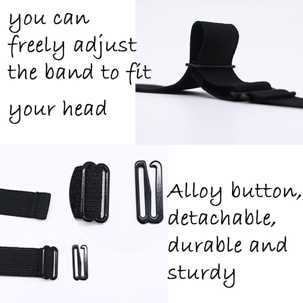 2 PCS Adjustable Elastic Band for Wigs - Removable Nonslip Wig Strap for Glueless Wig Making, Black - görsel 5