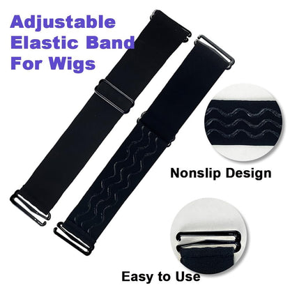 2 PCS Adjustable Elastic Band for Wigs - Removable Nonslip Wig Strap for Glueless Wig Making, Black