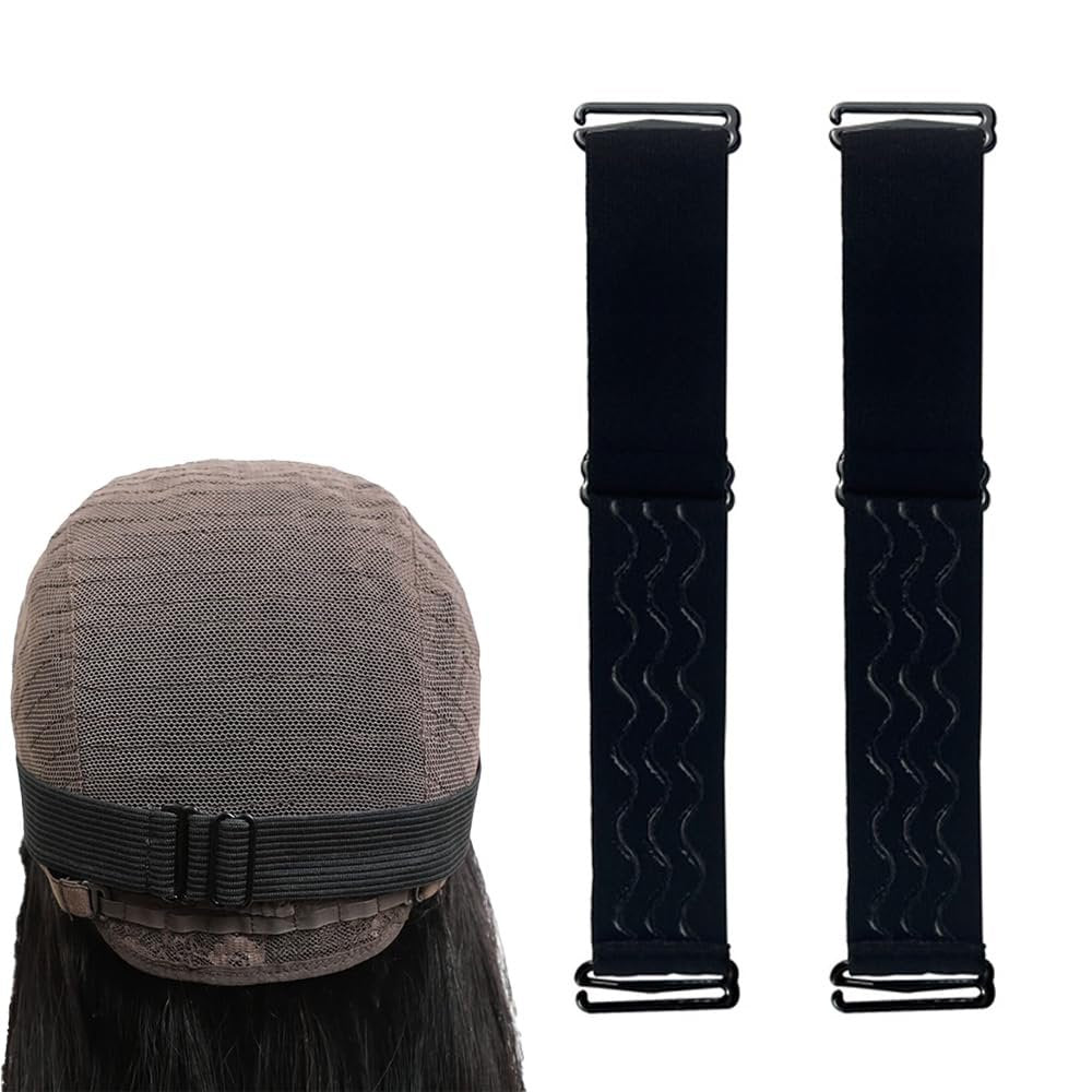 2 PCS Adjustable Elastic Band for Wigs - Removable Nonslip Wig Strap for Glueless Wig Making, Black - görsel 1