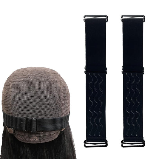 2 PCS Adjustable Elastic Band for Wigs - Removable Nonslip Wig Strap for Glueless Wig Making, Black