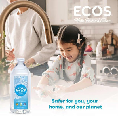 ECOS Supercharged Squeaky Clean Free & Clear Refill Hand Soap (2 Pack) - 32 Fl Oz Each, Plant-Based, Hypoallergenic, Dye-Free & Fragrance-Free Avelisse