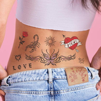 xo, Fetti Realistic Temporary Tattoos - 28 Unique Styles for Bachelorette Favors, Birthday Gifts & Festival Accessories