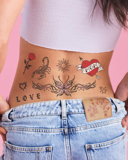 xo, Fetti Realistic Temporary Tattoos - 28 Unique Styles for Bachelorette Favors, Birthday Gifts & Festival Accessories
