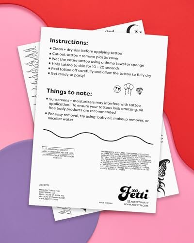 xo, Fetti Realistic Temporary Tattoos - 28 Unique Styles for Bachelorette Favors, Birthday Gifts & Festival Accessories - görsel 15