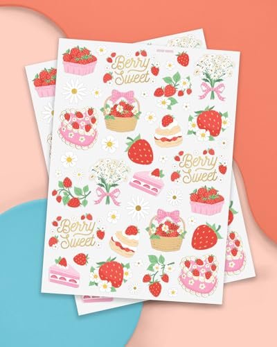 xo, Fetti Strawberry Party Temporary Tattoos - 60 Styles | Dessert Birthday Party Decorations, Berry Sweet Cute Accessory, Garden Tea Theme Favor, Summer Home Activity, Easter Basket - görsel 4