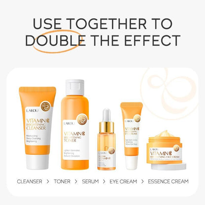 5-Piece Vitamin C Skincare Gift Set for Teenage Girls – Hydrating Facial Cleanser, Toner, Serum, Eye Cream & Moisturizer Travel Kit Avelisse