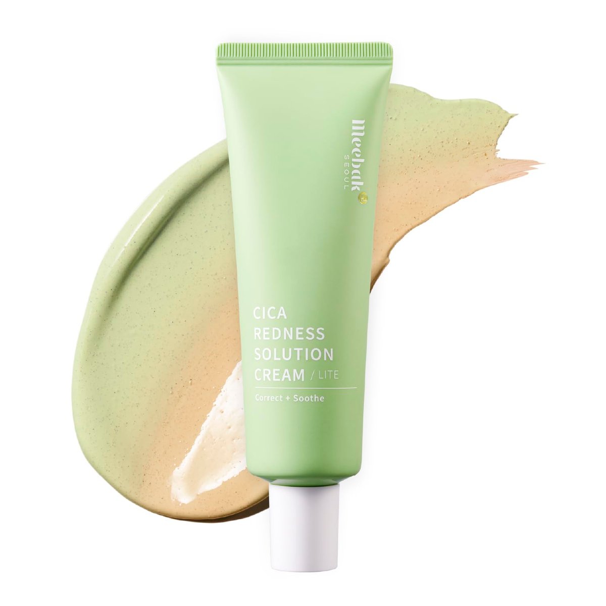 Meebak Cica Redness Solution Lite – Green Color Correcting CC Cream with Niacinamide & Centella Asiatica, Korean Tone Up Cream, Tinted Moisturizer for Sensitive, Fair to Medium Skin Avelisse