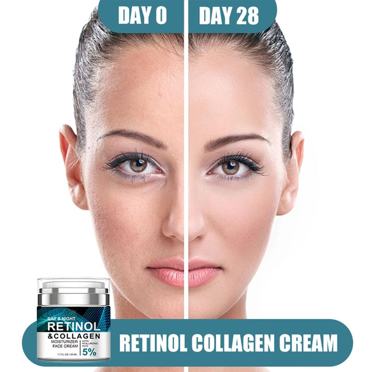 Retinol Collagen Cream with 5% Hyaluronic Acid - Anti-Aging Face Moisturizer for Firming, Lifting & Wrinkle Reduction - 24-Hour Hydration for All Skin Types - görsel 15