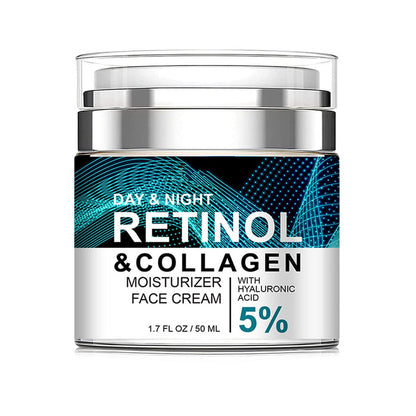 Retinol Collagen Cream with 5% Hyaluronic Acid - Anti-Aging Face Moisturizer for Firming, Lifting & Wrinkle Reduction - 24-Hour Hydration for All Skin Types