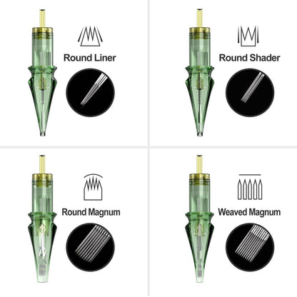 Solong Tattoo Pro 20-Pack Disposable Tattoo Cartridge Needles - 1009 Round Shader M-Taper (1009RS-M)