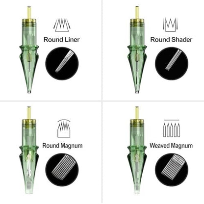 Solong Tattoo Pro 20-Pack Disposable Tattoo Cartridge Needles - 1009 Round Shader M-Taper (1009RS-M)