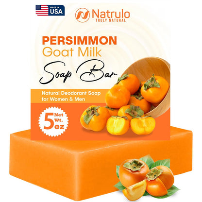 Persimmon Soap Bar for Body Odor Control – Purifying Deodorizing Body Wash with Goat Milk – Natural Deodorant Soap for Men & Women, 5 oz