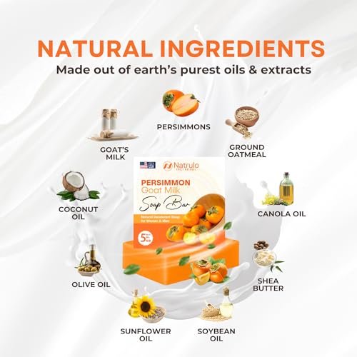 Persimmon Soap Bar for Body Odor Control – Purifying Deodorizing Body Wash with Goat Milk – Natural Deodorant Soap for Men & Women, 5 oz - görsel 12