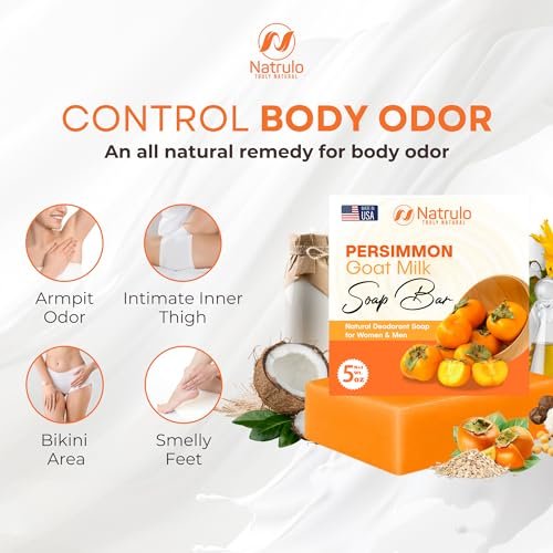 Persimmon Soap Bar for Body Odor Control – Purifying Deodorizing Body Wash with Goat Milk – Natural Deodorant Soap for Men & Women, 5 oz - görsel 4