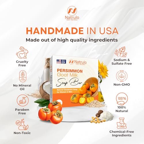 Persimmon Soap Bar for Body Odor Control – Purifying Deodorizing Body Wash with Goat Milk – Natural Deodorant Soap for Men & Women, 5 oz - görsel 8