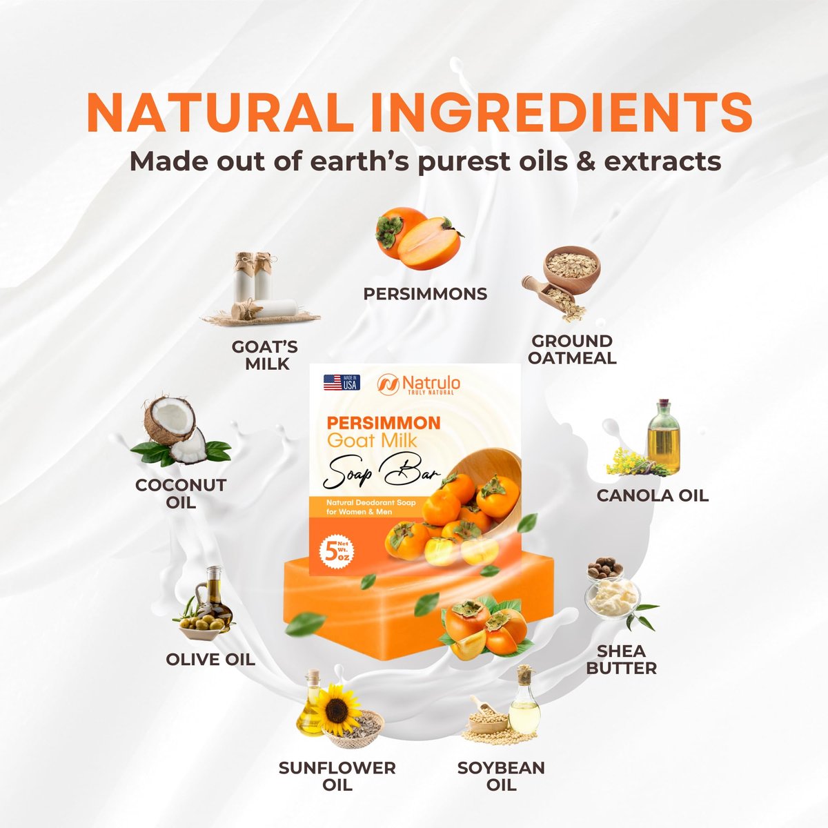 Persimmon Soap Bar for Body Odor Control – Purifying Deodorizing Body Wash with Goat Milk – Natural Deodorant Soap for Men & Women, 5 oz - görsel 11