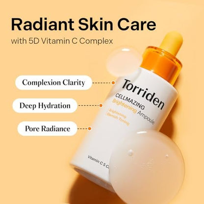 Torriden CELLMAZING Vita C Ampoule 30ml - Refining Pores & Skin Texture with 5D Vitamin C, Seaweed Complex & Panthenol | Korean Facial Serum Avelisse