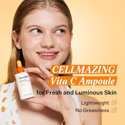 Torriden CELLMAZING Vita C Ampoule 30ml - Refining Pores & Skin Texture with 5D Vitamin C, Seaweed Complex & Panthenol | Korean Facial Serum Avelisse