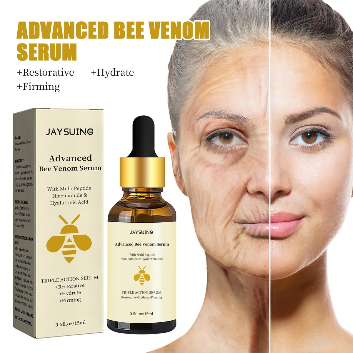 Advanced Bee Venom Serum - Anti-Aging Facial Serum to Refine Fine Lines & Wrinkles, Hydrating Face Essence for Youthful Skin - görsel 17