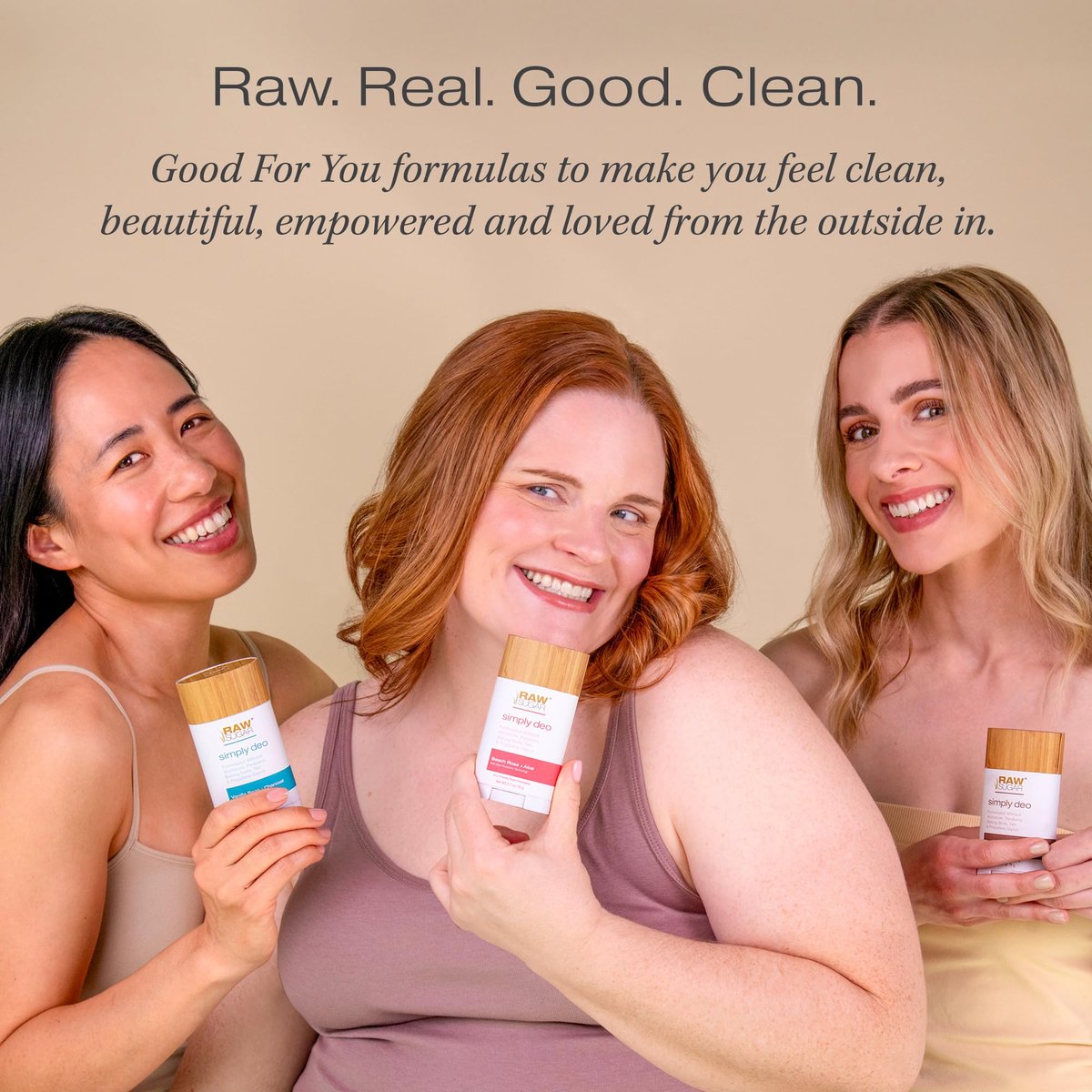 RAW SUGAR Simply Deo Bundle (Pack of 3) - Aluminum Free Deodorant Stick, Beach Rose + Aloe Scent, Whole Body Deodorant for Women & Men, Clean Formulated without Aluminum, Baking Soda, Talc & Parabens Avelisse