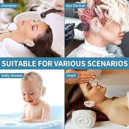 100 Pack Disposable Clear Ear Covers for Shower – Waterproof Plastic Ear Protectors for Hair Dye, Bathing, and Swimming